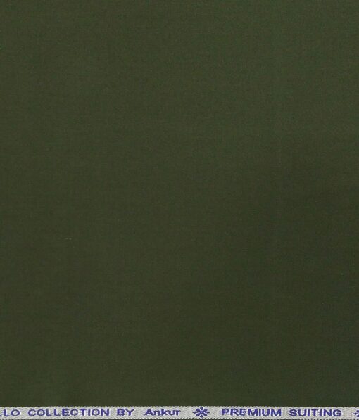 Arvind Men's Cotton Stretchable Unstitched 1.35 Meter Solid Satin Weave Trouser Fabric (Juniper Green)
