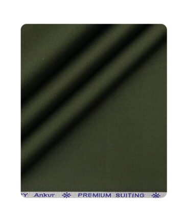 Arvind Men's Cotton Stretchable Unstitched 1.35 Meter Solid Satin Weave Trouser Fabric (Juniper Green)