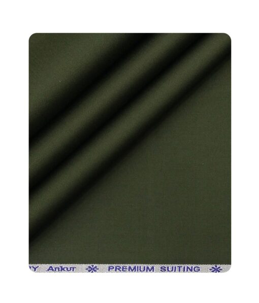 Arvind Men's Cotton Stretchable Unstitched 1.35 Meter Solid Satin Weave Trouser Fabric (Juniper Green)
