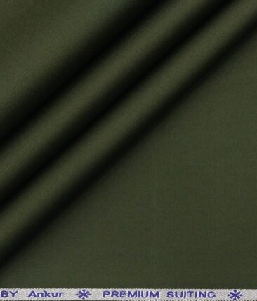 Arvind Men's Cotton Stretchable Unstitched 1.35 Meter Solid Satin Weave Trouser Fabric (Juniper Green)