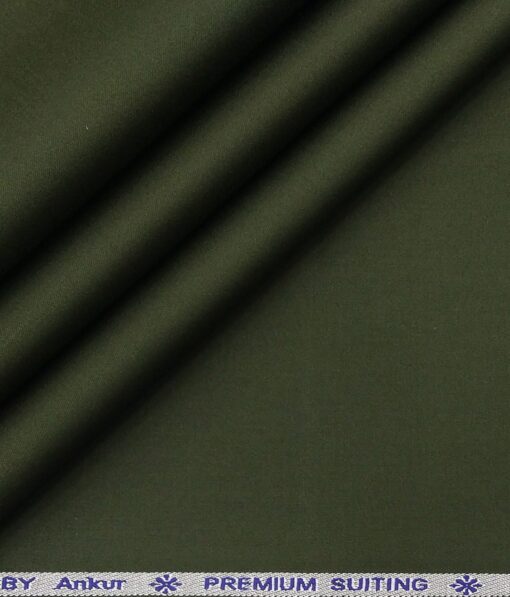 Arvind Men's Cotton Stretchable Unstitched 1.35 Meter Solid Satin Weave Trouser Fabric (Juniper Green)