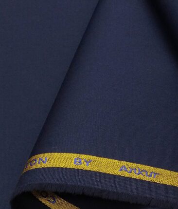 Arvind Men's Cotton Stretchable Unstitched 1.35 Meter Solid Satin Weave Trouser Fabric (Royal Blue)