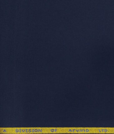 Arvind Men's Cotton Stretchable Unstitched 1.35 Meter Solid Satin Weave Trouser Fabric (Royal Blue)