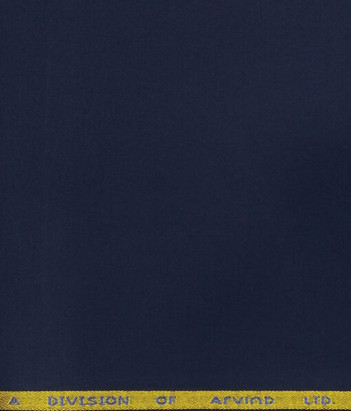 Arvind Men's Cotton Stretchable Unstitched 1.35 Meter Solid Satin Weave Trouser Fabric (Royal Blue)