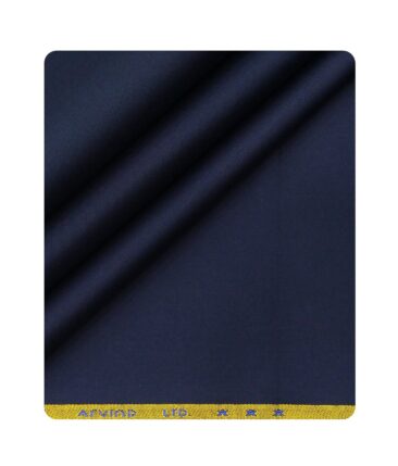 Arvind Men's Cotton Stretchable Unstitched 1.35 Meter Solid Satin Weave Trouser Fabric (Royal Blue)
