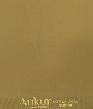 Arvind Men's Cotton Stretchable Unstitched 1.35 Meter Solid Satin Weave Trouser Fabric (Fawn Beige)
