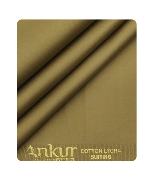 Arvind Men's Cotton Stretchable Unstitched 1.35 Meter Solid Satin Weave Trouser Fabric (Fawn Beige)