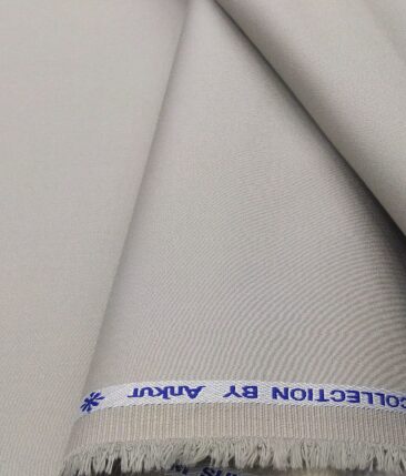 Arvind Men's Cotton Stretchable Unstitched 1.35 Meter Solid Satin Weave Trouser Fabric (Light Grey)