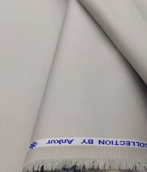 Arvind Men's Cotton Stretchable Unstitched 1.35 Meter Solid Satin Weave Trouser Fabric (Light Grey)