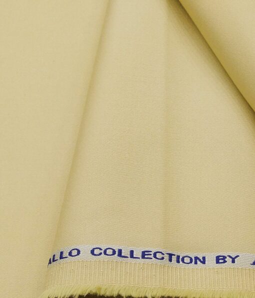 Arvind Men's Cotton Stretchable Unstitched 1.35 Meter Solid Satin Weave Trouser Fabric (Parmesean Beige)