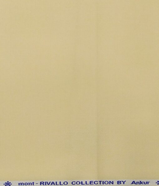 Arvind Men's Cotton Stretchable Unstitched 1.35 Meter Solid Satin Weave Trouser Fabric (Parmesean Beige)