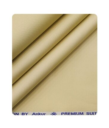 Arvind Men's Cotton Stretchable Unstitched 1.35 Meter Solid Satin Weave Trouser Fabric (Parmesean Beige)