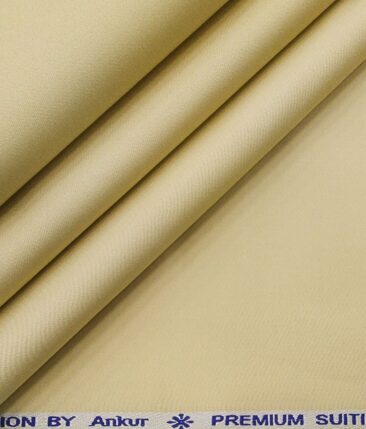Arvind Men's Cotton Stretchable Unstitched 1.35 Meter Solid Satin Weave Trouser Fabric (Parmesean Beige)