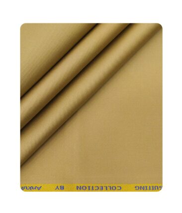 Arvind Men's Cotton Stretchable Unstitched 1.35 Meter Solid Satin Weave Trouser Fabric (Sand Beige)