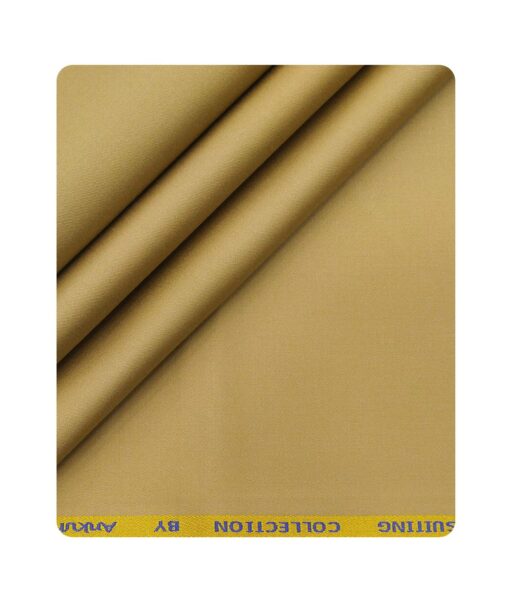 Arvind Men's Cotton Stretchable Unstitched 1.35 Meter Solid Satin Weave Trouser Fabric (Sand Beige)