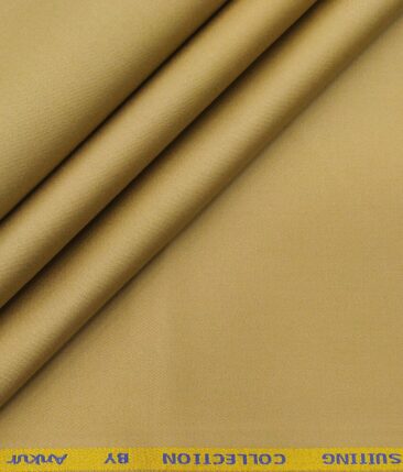 Arvind Men's Cotton Stretchable Unstitched 1.35 Meter Solid Satin Weave Trouser Fabric (Sand Beige)