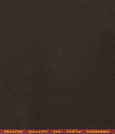 Arvind Men's Cotton Stretchable Unstitched 1.30 Meter Solid Twill Weave Trouser Fabric (Dark Brown)