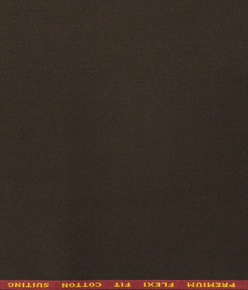 Arvind Men's Cotton Stretchable Unstitched 1.30 Meter Solid Twill Weave Trouser Fabric (Dark Brown)