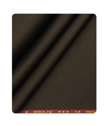 Arvind Men's Cotton Stretchable Unstitched 1.30 Meter Solid Twill Weave Trouser Fabric (Dark Brown)