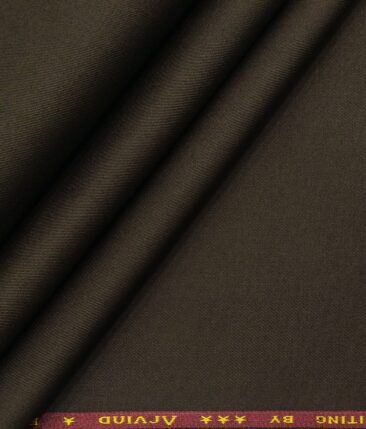 Arvind Men's Cotton Stretchable Unstitched 1.30 Meter Solid Twill Weave Trouser Fabric (Dark Brown)