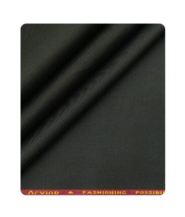 Arvind Men's Cotton Stretchable Unstitched 1.30 Meter Solid Twill Weave Trouser Fabric (Dark Green)
