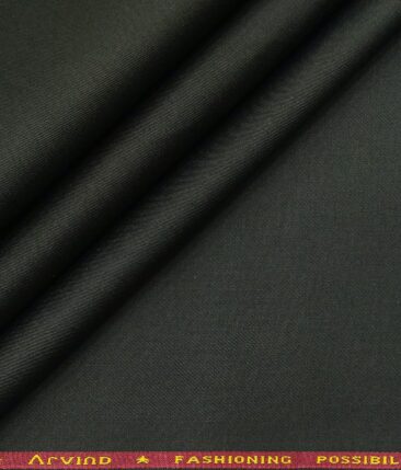 Arvind Men's Cotton Stretchable Unstitched 1.30 Meter Solid Twill Weave Trouser Fabric (Dark Green)