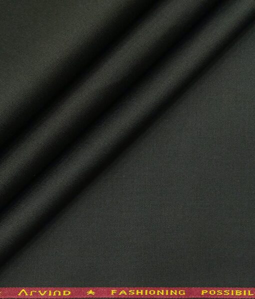 Arvind Men's Cotton Stretchable Unstitched 1.30 Meter Solid Twill Weave Trouser Fabric (Dark Green)