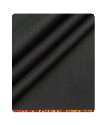 Arvind Men's Cotton Stretchable Unstitched 1.30 Meter Solid Twill Weave Trouser Fabric (Dark Grey)