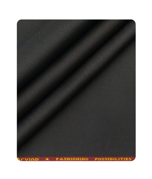 Arvind Men's Cotton Stretchable Unstitched 1.30 Meter Solid Twill Weave Trouser Fabric (Dark Grey)