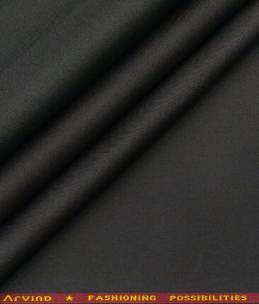 Arvind Men's Cotton Stretchable Unstitched 1.30 Meter Solid Twill Weave Trouser Fabric (Dark Grey)