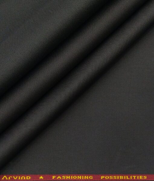 Arvind Men's Cotton Stretchable Unstitched 1.30 Meter Solid Twill Weave Trouser Fabric (Dark Grey)