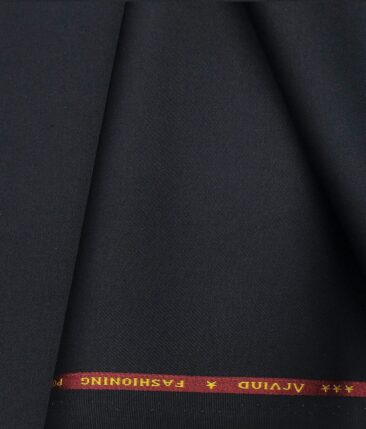 Arvind Men's Cotton Stretchable Unstitched 1.30 Meter Solid Twill Weave Trouser Fabric (Dark Navy Blue)