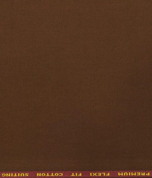 Arvind Men's Cotton Stretchable Unstitched 1.30 Meter Solid Twill Weave Trouser Fabric (Gingerbread Brown)