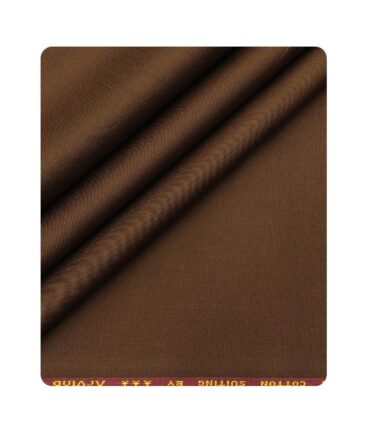 Arvind Men's Cotton Stretchable Unstitched 1.30 Meter Solid Twill Weave Trouser Fabric (Gingerbread Brown)