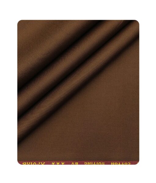 Arvind Men's Cotton Stretchable Unstitched 1.30 Meter Solid Twill Weave Trouser Fabric (Gingerbread Brown)