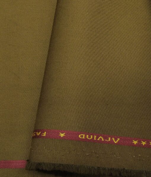Arvind Men's Cotton Stretchable Unstitched 1.30 Meter Solid Twill Weave Trouser Fabric (Khakhi)