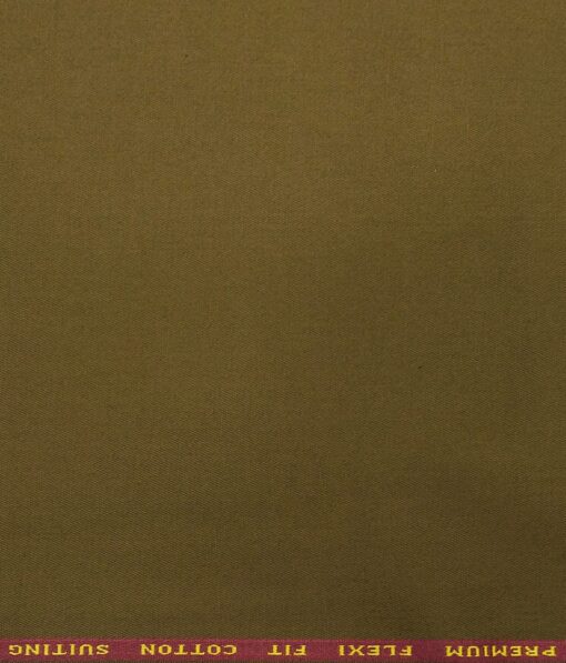 Arvind Men's Cotton Stretchable Unstitched 1.30 Meter Solid Twill Weave Trouser Fabric (Khakhi)