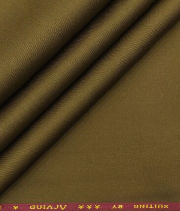 Arvind Men's Cotton Stretchable Unstitched 1.30 Meter Solid Twill Weave Trouser Fabric (Khakhi)