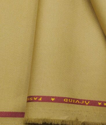 Arvind Men's Cotton Stretchable Unstitched 1.30 Meter Solid Twill Weave Trouser Fabric (Macaroon Beige)
