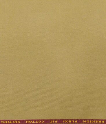 Arvind Men's Cotton Stretchable Unstitched 1.30 Meter Solid Twill Weave Trouser Fabric (Macaroon Beige)