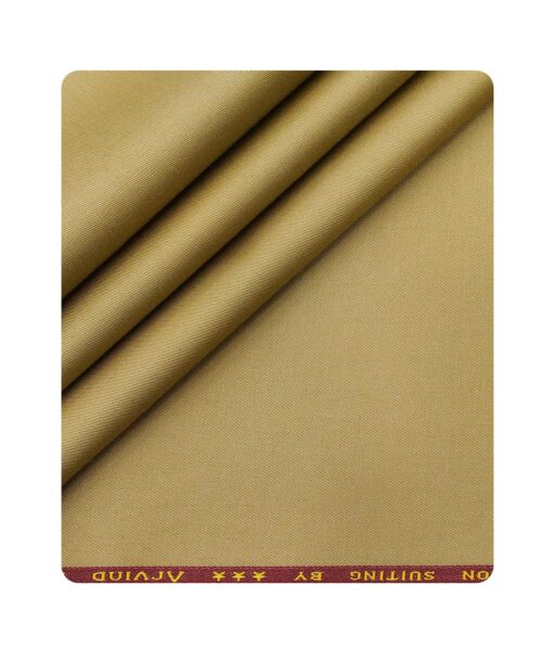 Arvind Men's Cotton Stretchable Unstitched 1.30 Meter Solid Twill Weave Trouser Fabric (Macaroon Beige)
