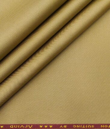 Arvind Men's Cotton Stretchable Unstitched 1.30 Meter Solid Twill Weave Trouser Fabric (Macaroon Beige)