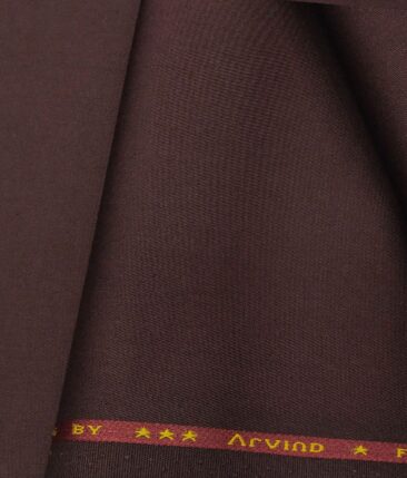 Arvind Men's Cotton Stretchable Unstitched 1.30 Meter Solid Twill Weave Trouser Fabric (Plum Purple)