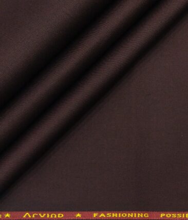 Arvind Men's Cotton Stretchable Unstitched 1.30 Meter Solid Twill Weave Trouser Fabric (Plum Purple)