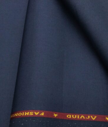 Arvind Men's Cotton Stretchable Unstitched 1.30 Meter Solid Twill Weave Trouser Fabric (Royal Blue)