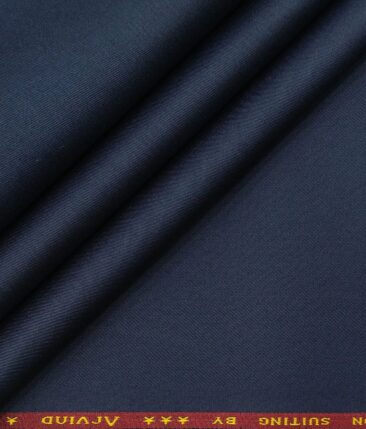 Arvind Men's Cotton Stretchable Unstitched 1.30 Meter Solid Twill Weave Trouser Fabric (Royal Blue)