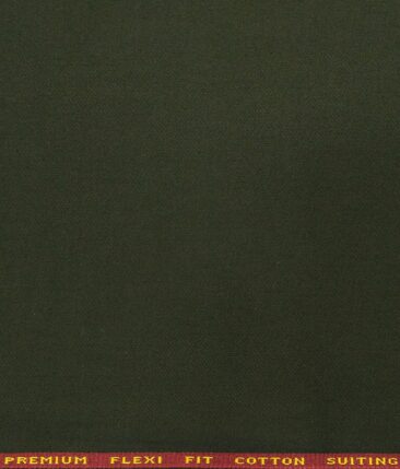 Arvind Men's Cotton Stretchable Unstitched 1.30 Meter Solid Twill Weave Trouser Fabric (Seaweed Green)