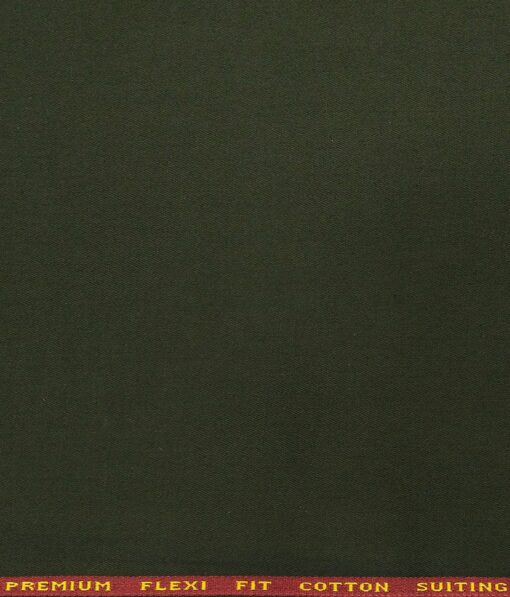 Arvind Men's Cotton Stretchable Unstitched 1.30 Meter Solid Twill Weave Trouser Fabric (Seaweed Green)