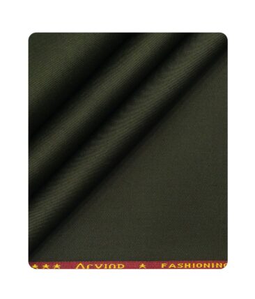 Arvind Men's Cotton Stretchable Unstitched 1.30 Meter Solid Twill Weave Trouser Fabric (Seaweed Green)