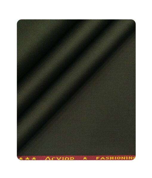 Arvind Men's Cotton Stretchable Unstitched 1.30 Meter Solid Twill Weave Trouser Fabric (Seaweed Green)